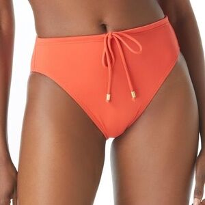 NWT Vince Camuto Women's Drawstring High-Waist Bikini Bottoms (Red Sunset) - XS